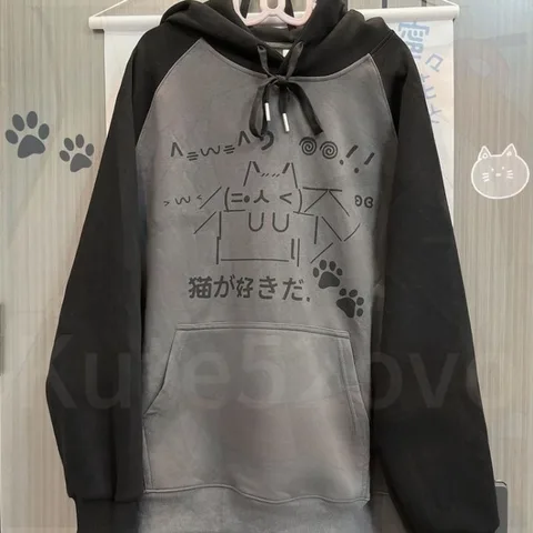 Oversize Lazy Hoodie Sweatshirts Autumn Winter New Thicked Warm Tops Mujer Japanese Cartoon Printed Patchwork Jackets Oversize Lazy Hoodie Sweatshirts Autumn Winter New Thicked Warm Tops Mujer Japanese Cartoon Printed Patchwork Jackets