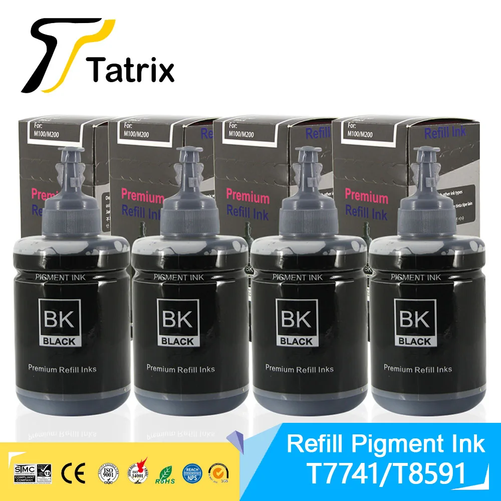 Фото Чернила Tatrix Refill Pigment Ink 140 мл для Epson 774 Ink CISS T774120 T7741 для Epson Workforce M100/M201/M205/L606/L655/L1455/ET-3600 №1