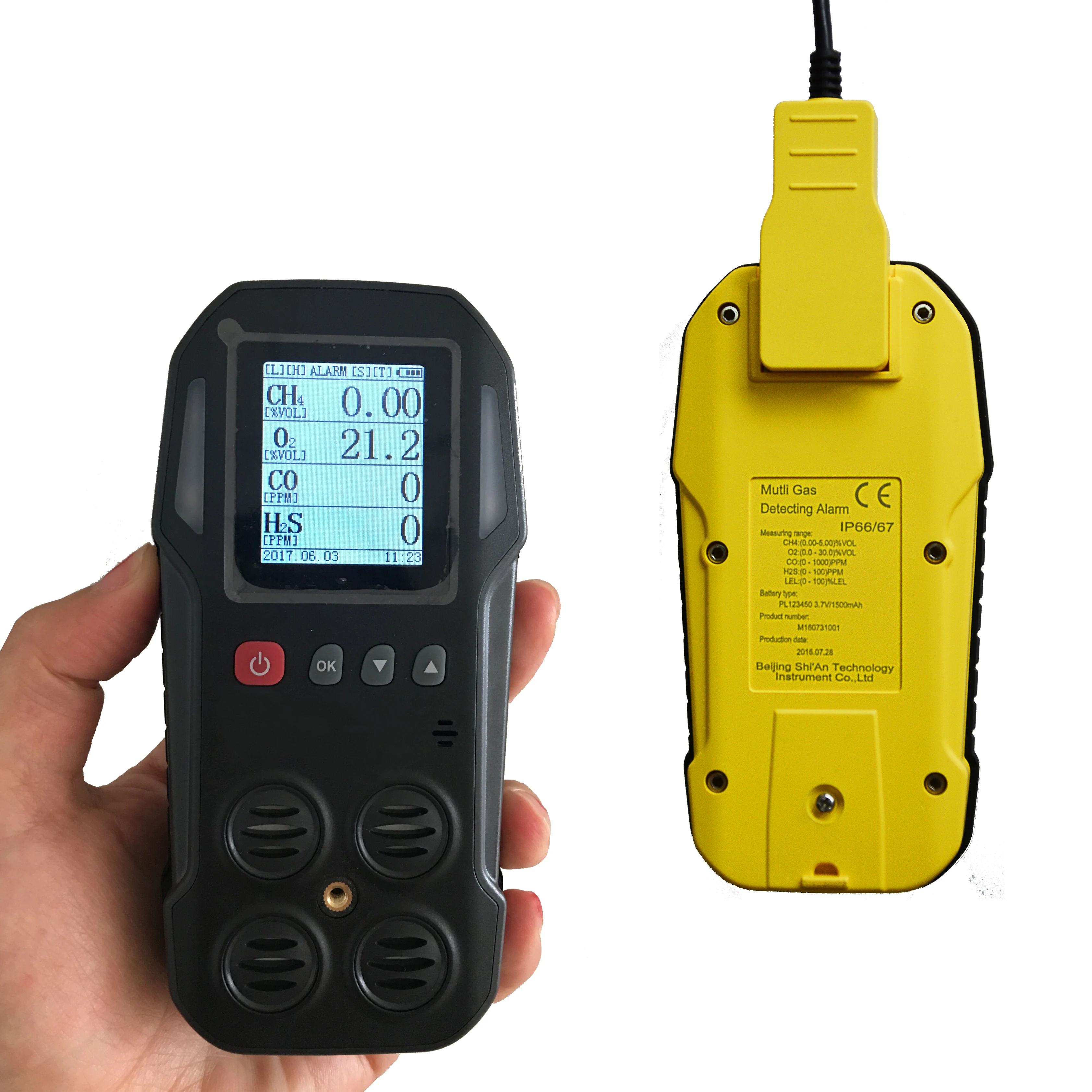 Multi Gas Monitor with vibrating sensor IP66 Portable Multi 4 Gas Detector