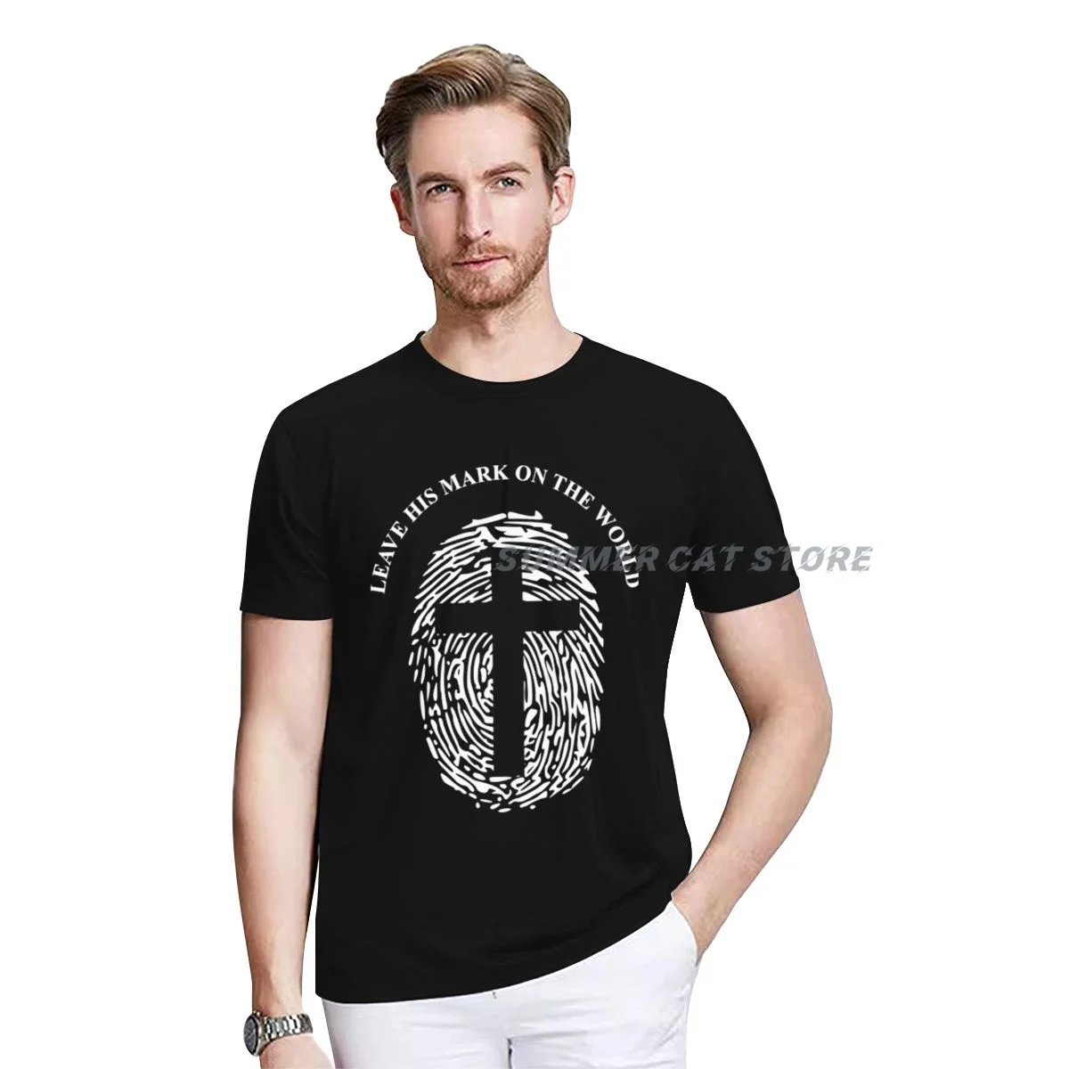 

Футболка с изображением Иисуса и отпечатков пальцев для мужчин и женщин, с коротким рукавом, простая повседневная модная одежда
