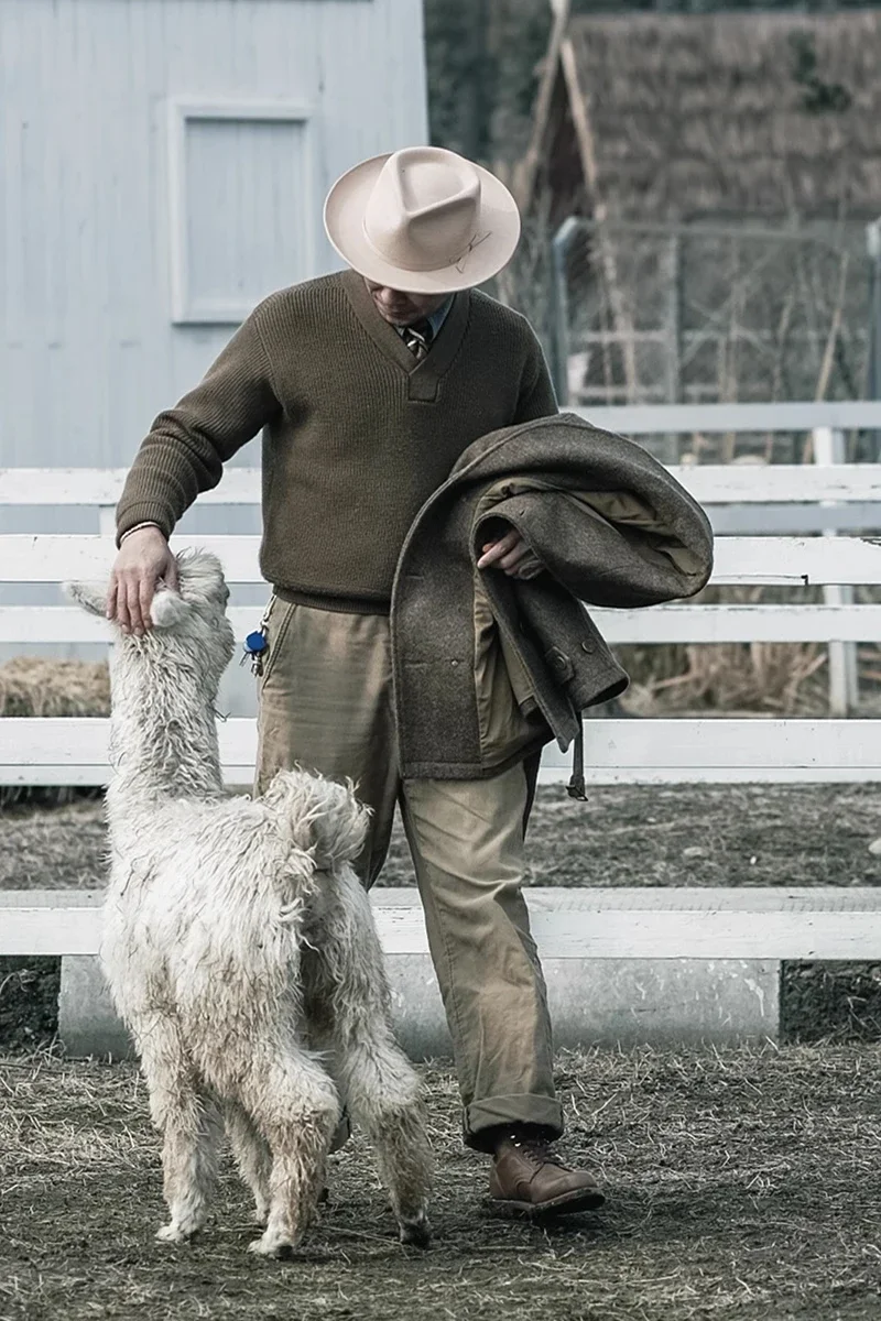 Bronson WWII USAAF Type A-1 Mechanic Sweater Men Heavyweight V-Neck Knit Jumper