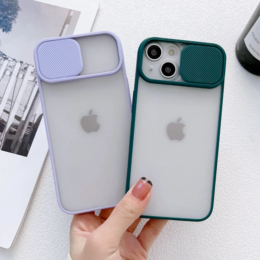 

Shockproof Camera Protection Phone Case For iPhone 14 13 11 12 Pro XS Max XR X 8 7 Plus Frosted Clear Back Cover Candy Bumper