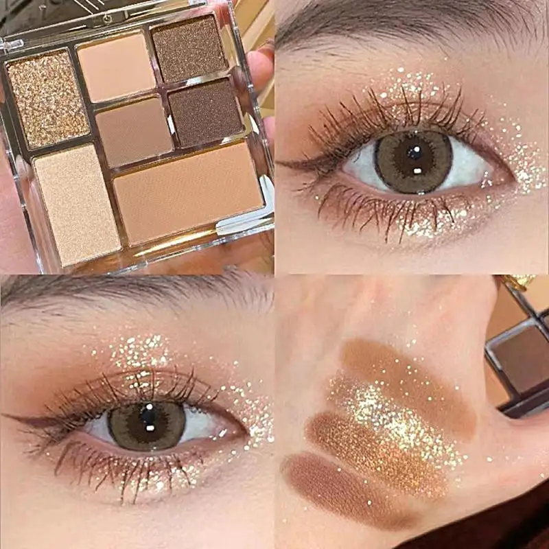 

Eye Makeup Palette Glitter Waterproof Long Lasting Pro 7 Colors Nude Pigment Shimmer Face Highlighter Soft Korean Glow Cosmetics
