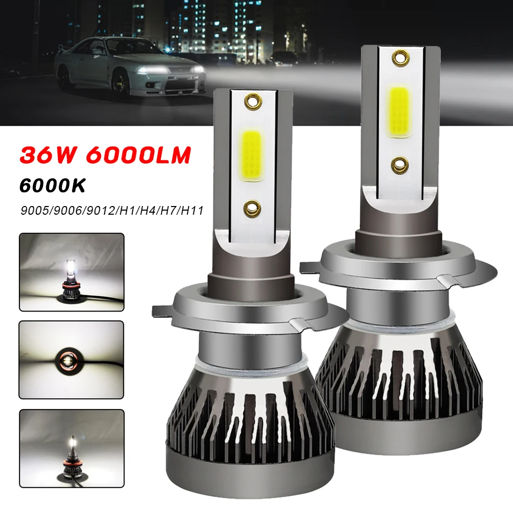 

Car LED Headlight Bulb 9005/9006/9012/H1/H4/H7/H11 High Brightness Automotive LED Bulb Kit High Low Beam 6000K White Waterproof