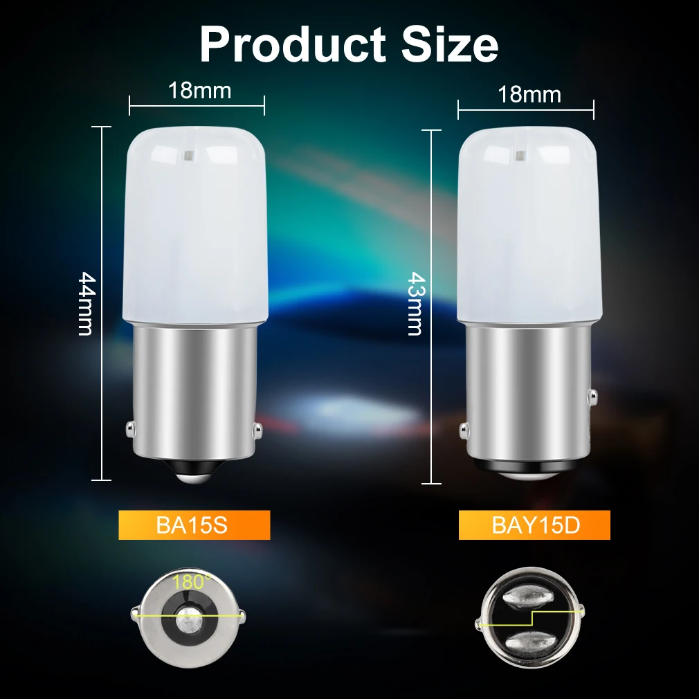 2 шт. P21W Led 1156 BA15S 1157 BAY15D P21 5 Вт R5W R10W лампочка 18SMD 3030 автомобильные указатели поворота фонарь заднего хода 12 В белый красный желтый (art.: 3920be8d796bf) - 3920be8d796bf