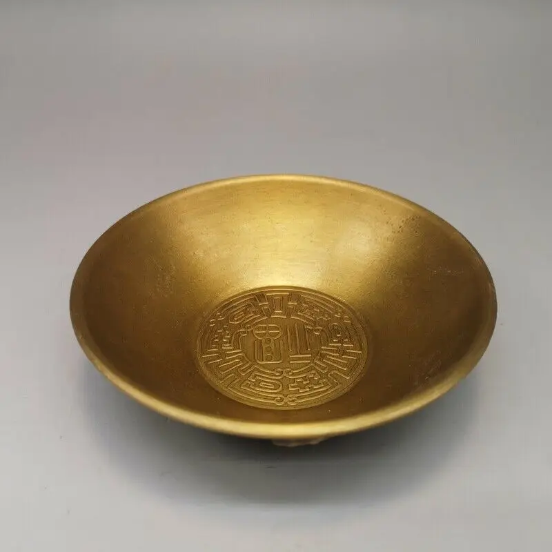 

4" Chinese Old Antique Xuande of Ming Dynasty Mark Brass Eight Immortals Statue Bowl