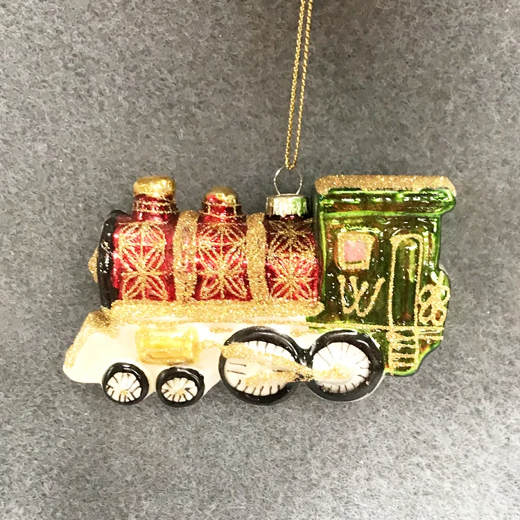 

Украшения для рождественской елки, стеклянные украшения, креативный подвесной подарок на окно, внешняя торговля, маленький поезд 3 дюйма