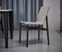 italian minimalist restaurant backrest leather dining chair home ash light luxury modern leisure solid wood chair