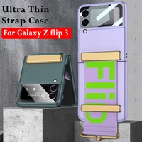 wrist strap case for z flip3 with band len camera glass protection case for samsung galaxy z flip 3 anti knock luxury back cover
