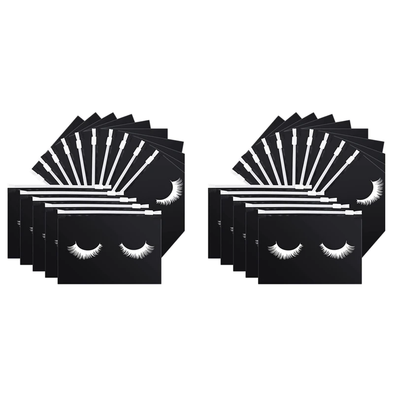 

100 Pieces Eyelash Bags Lash Bags For Aftercare Bags Eyelash Makeup Bags With Zipper For Women (Black 6X4inch)