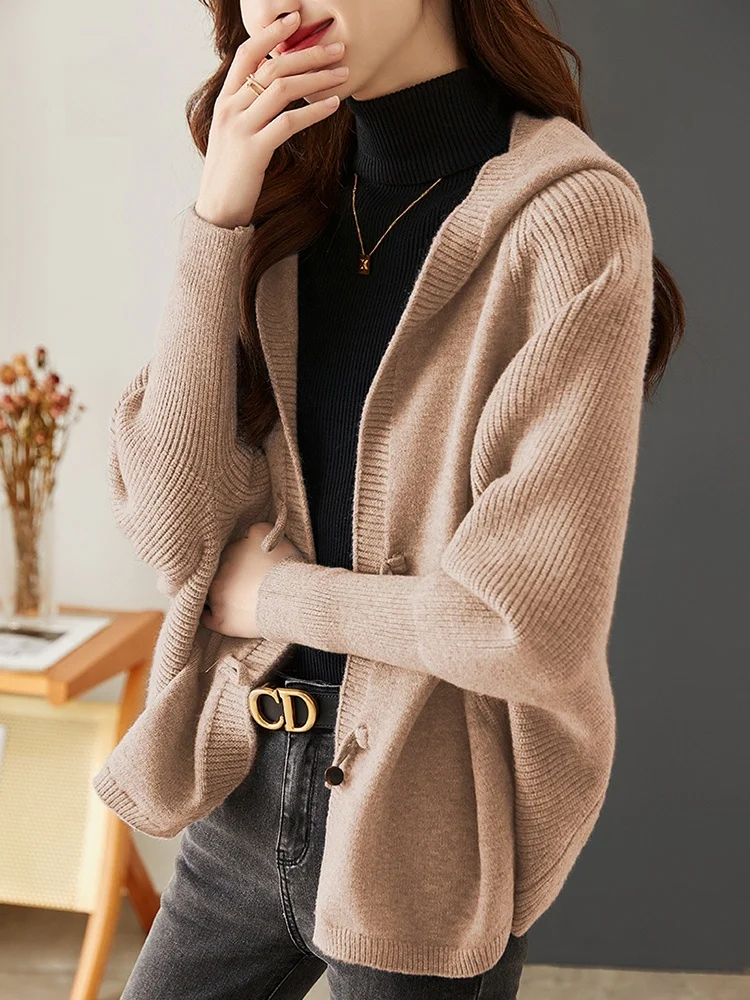 Высококачественный темпераментный вязаный кардиган женский свободный