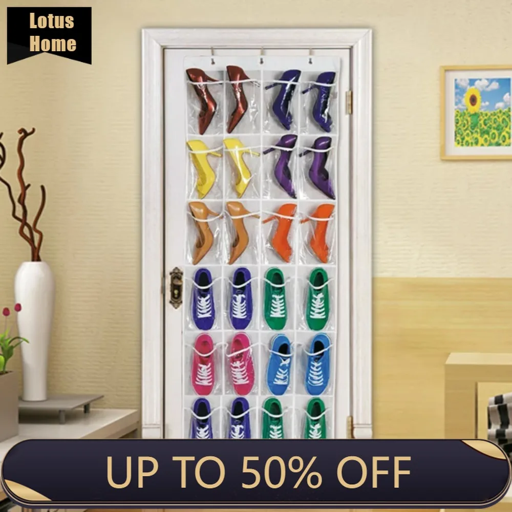 

Door Shoe Bag Hanging Organizer-12 Pair-24 Oversized Pockets, Clear Free Shipping