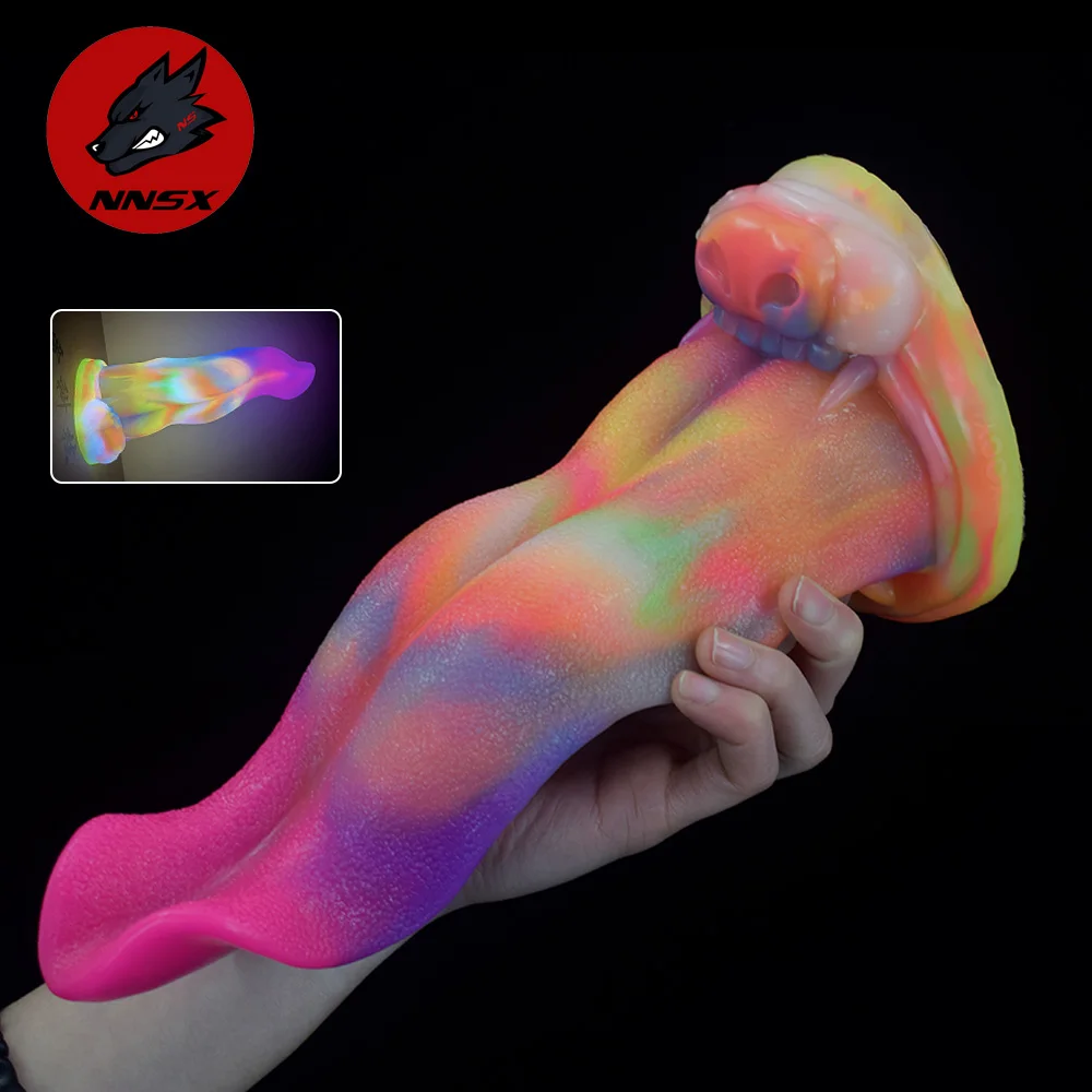 NNSX Huge Luminous Dildo Dragon Tongue Great Friction Wave Shape with Suction Cup Sex Toys for Women Slilcone Sexy Games