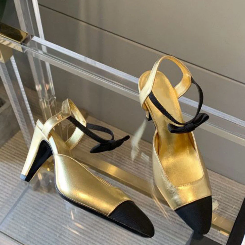 Brand New 2023 Spring Summer Bow Tie Elegant Genuine Leather High Heels Women Sandal Pumps Fashion Modern Party Lady Shoes Comfy