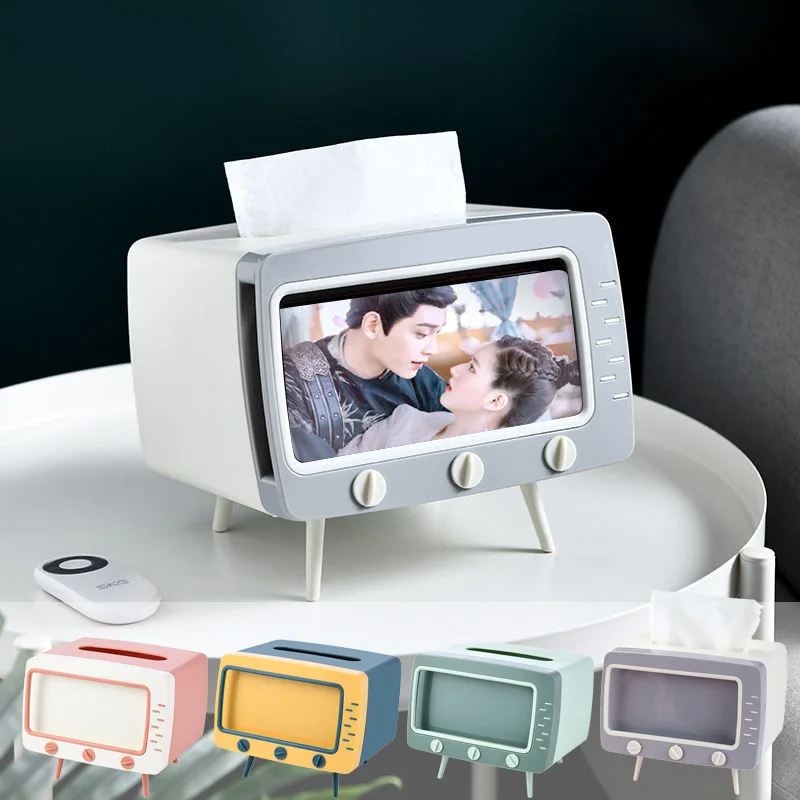 

Cute Plastic Tissue Box Home Multifunctional Kawaii Desktop TV Tissue Box Case Simple Creative Storage Napkin Holder Paper Tray
