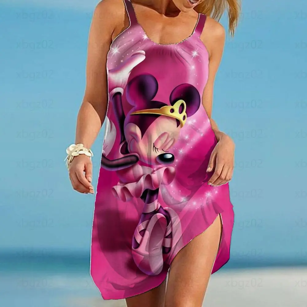 Женское платье с принтом Минни Маус Модное Элегантное летнее свободного покроя в