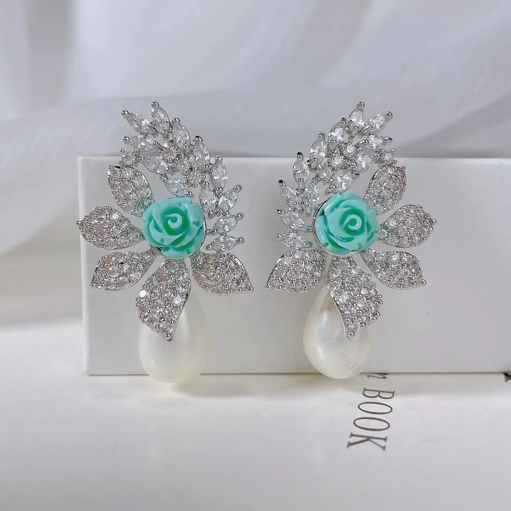 

SENYU красивые серьги из искусственного циркония с золотым покрытием в форме листа для невесты роскошные женские свадебные серьги