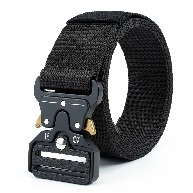 Military Tactical Belt for Men 1.5inch Wide Quick Release Buckle Heavy Duty Nylon Canvas Web Belt Outdoor Work Waist Belt-Black