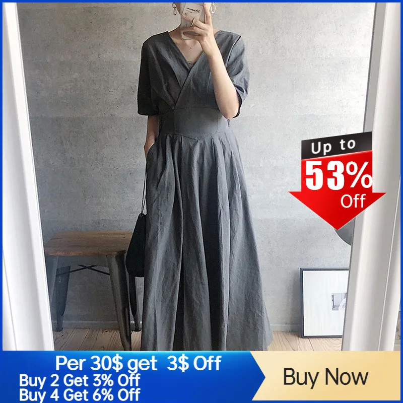 

Plain Women Long Dress Elegant Office Lady Work Maxi Dress Femme Vestiods 2021 Summer Fashion Janpan Style A Line Dress Casual