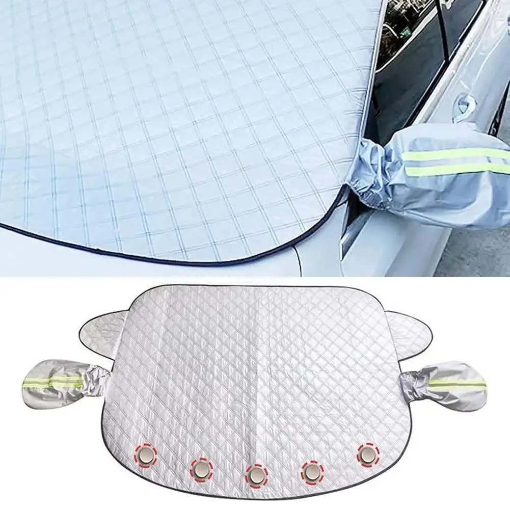 

Winter Car Windshield Cover 4-Layer Magnetic Sun Shade Frost Ice Cover Protector With Reflective Strip For Car SU X1N9