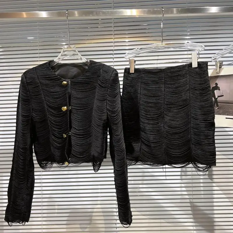 Элегантный женский комплект из двух предметов осень 2022 новая мода короткий