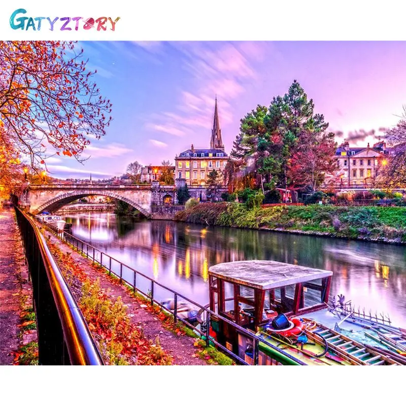 

GATYZTORY Paint By Number Lake House Hand Painted Painting Art Drawing On Canvas Gift DIY Pictures By Numbers Scenery Kits Home