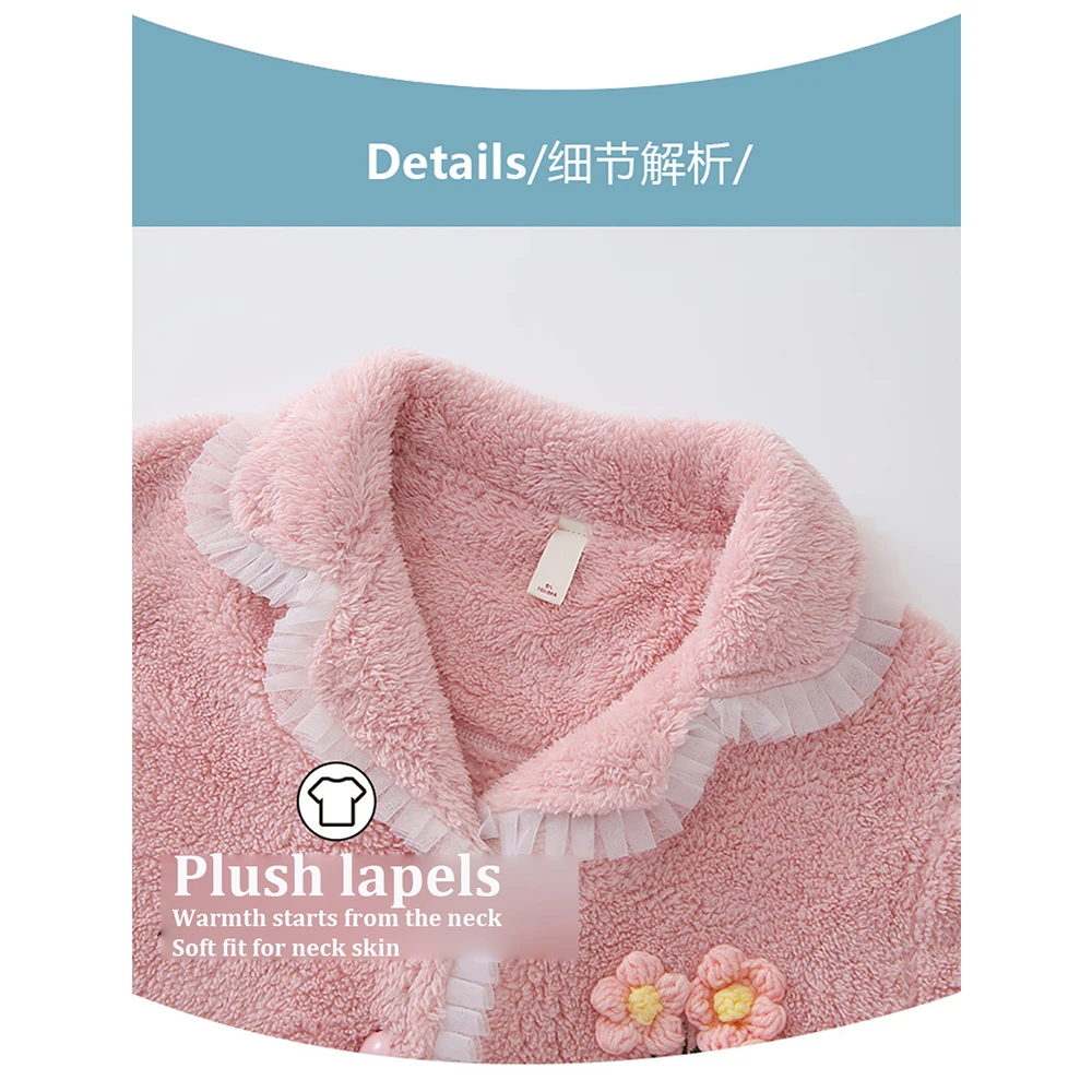 Super Thick Flannel Warm Women's Winter Pajamas Sweet Cute Floral Pajamas for Women Loose Sleepwear Coral Fleece Pyjamas Sets