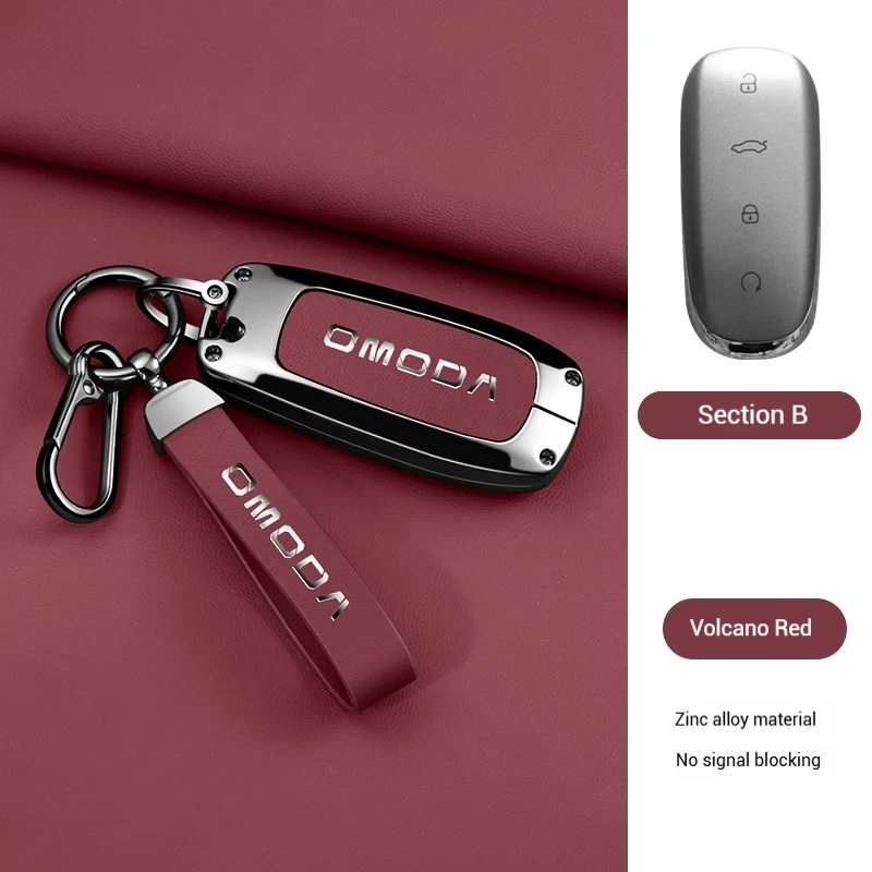 

Кожаный чехол для ключей от автомобиля из цинкового сплава, держатель-цепочка для Chery OMODA 5 2023, аксессуары для салона автомобиля, защитный ключ