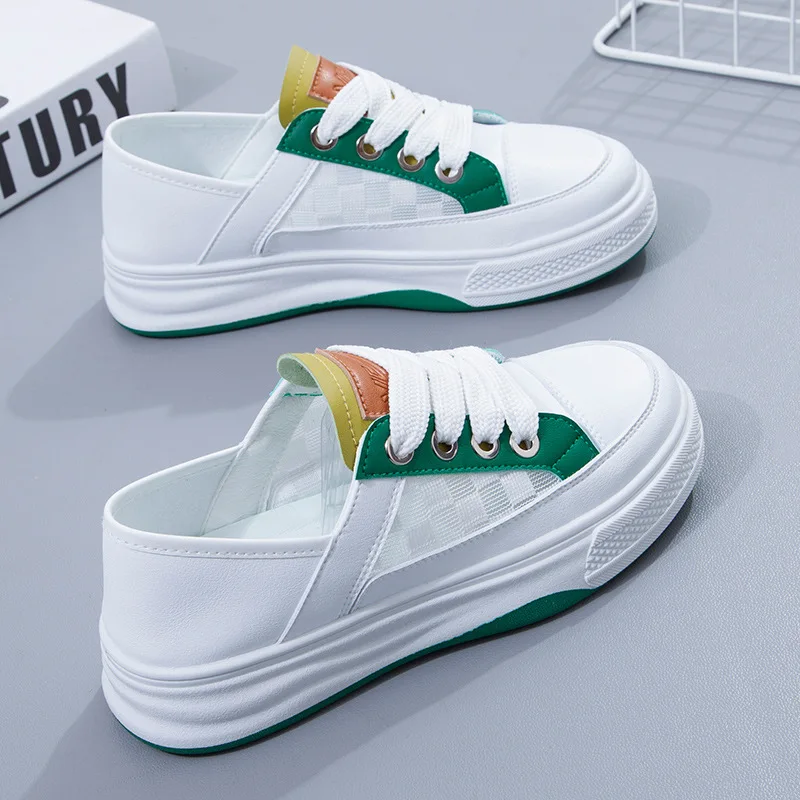 

Женские кроссовки с вулканизированной подошвой, белые кроссовки разных цветов на шнуровке, обувь на плоской подошве для бега и тенниса, диз...