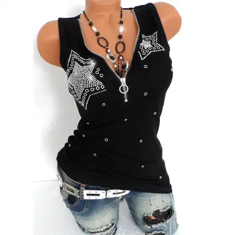 Sexy Tank Top Women Camis Harajuku Diamonds Fashion Ladies Shirts Summer Blusas Casual Tee Shirt Woman Clothes Camisas Mujer