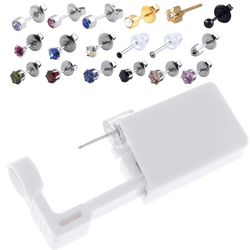 

1PC Disposable No Pain Safe Sterile Ear Stud Piercing Gun Kit Nose Stud Piercing Tool Kit Build In Steel Stud Earring Star