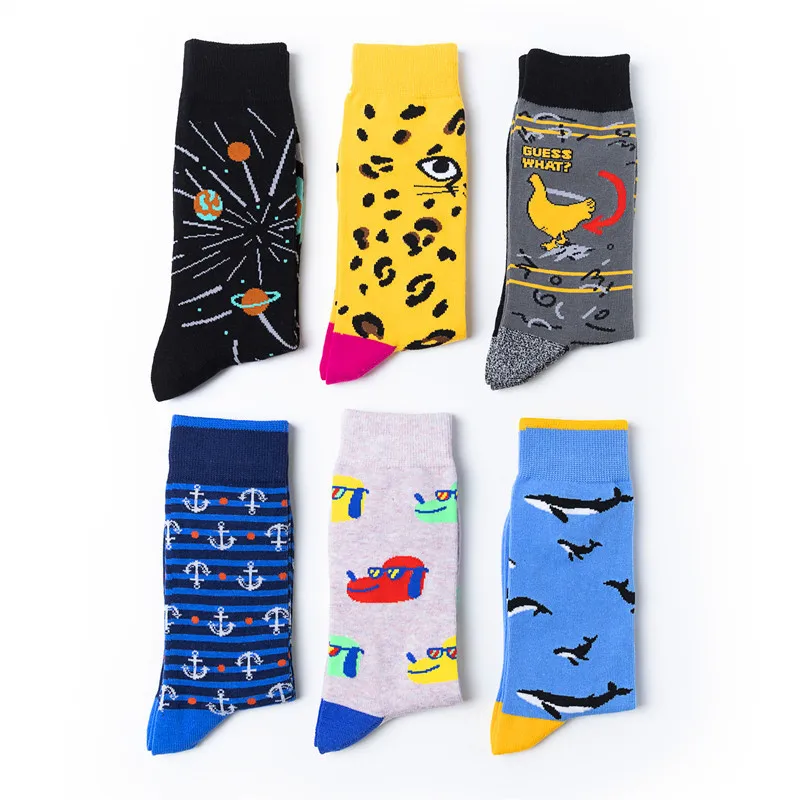 

Men's Long Tube Cotton Color Socks Personality Creative Cartoon Planet Eyes Rooster Trend Sports Riding Street Personality Arrow