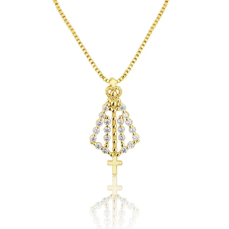 

2022 горячая Распродажа ожерелье из меди с кубическим цирконием Дева Мария для нашей леди, женский кулон, Прямая поставка