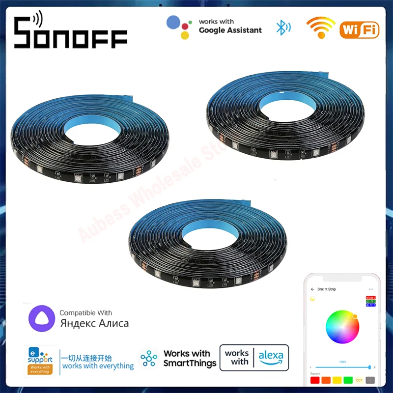 

SONOFF L2 Smart LED Light Strip Smart Home Dimmable WiFi RGB Strip Lights Night Luminous String Work With Alexa EWeLink Google