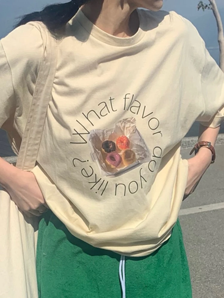 

Bread Print Graphic T-shirts Lady Summer New Casual Cotton O Neck Letter Pattern Women's Tops Fashion Simple Femme Tshirt 2022