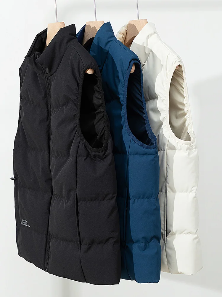 

Plus Size 8xl Duck Down Padded Winter Warm Vest Men Waterproof Sleeveless Jacket Slim Fit Solid Casual Puffer Gilet Waistcoat
