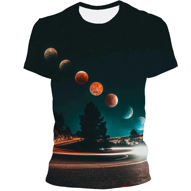 

New Summer Vast Starry Sky Universe Graphic T Shirts For Men Fashion 3D Space Planet Pattern Shirt Personality Cool Style Tops
