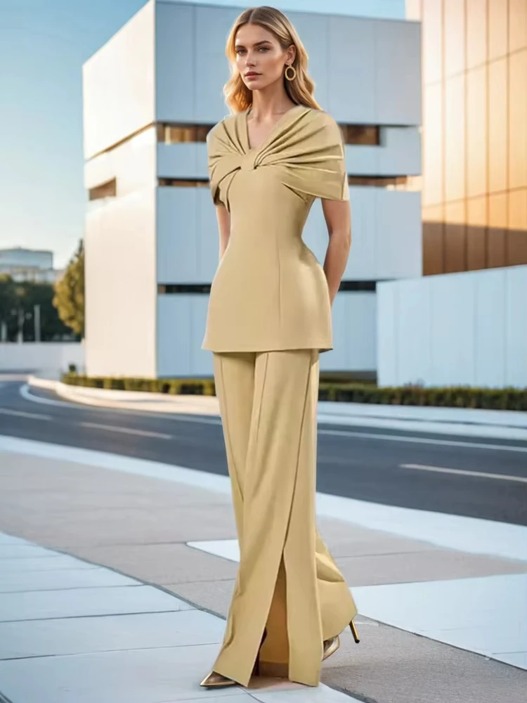 Модный женский комплект из 2 предметов топы на молнии с узлом талии висячие брюки