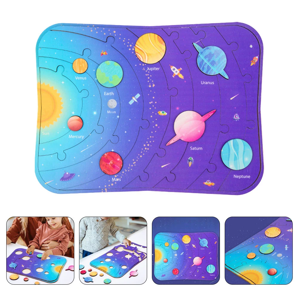 

Solar System Toys Matching Pairing Board Kids 3-5 Models Wooden Planets Children