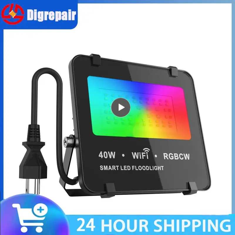 

Wall Lamp Rgb Spotlight Wifi Smart Floodlights Ip66 40w Warm Cool Lighting Dimmable Outdoor Lighting Smart Home Black