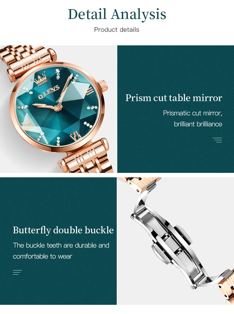 TAXAU Watch For Women Japan Imported Quartz Movement Luxury Stainless Steel Waterproof Green Bracelet Wristwatch Relojes Mujer