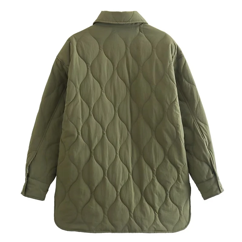 Ardm Casual Single Breasted Winter Jacket Women Long Sleeve With Pockets Army Green Cotton Coat Streetwear New In Outerwears