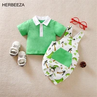 summer baby clothes set for newborn boy jumpsuit cartoon baby romper crocodile print overalls for toddler clothing male 2 pcs