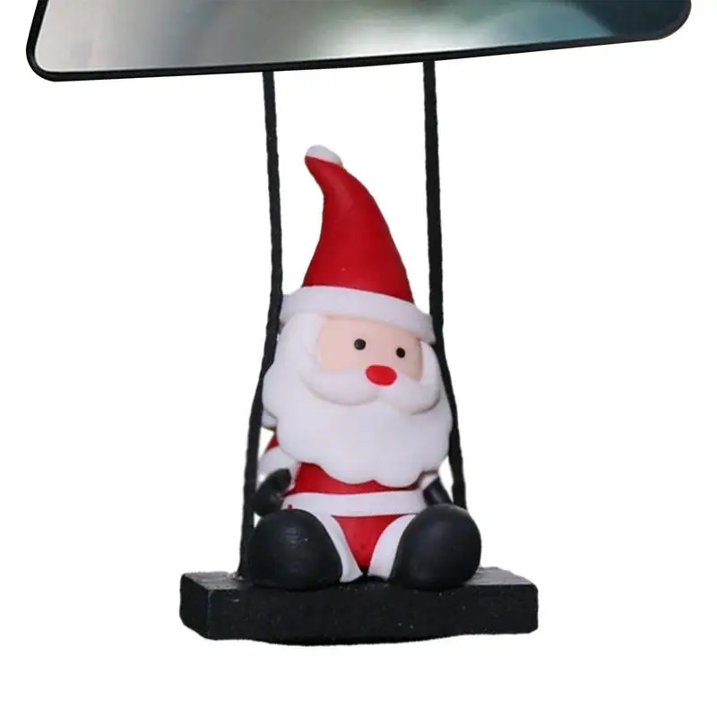 

Rearview Mirror Accessories Santa Claus On Swing Pendant Resin Swinging Christmas Car Charm Holiday Ornament For Rearview Mirror