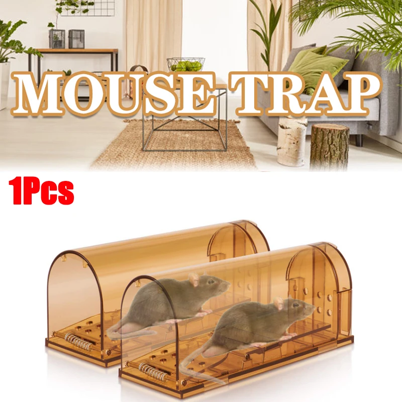 

Solid Color Transparent Reusable Home Use Mousetrap Self-locking Rat Cage Humane Live Mouse Trap For Indoor Outdoor Pest Control