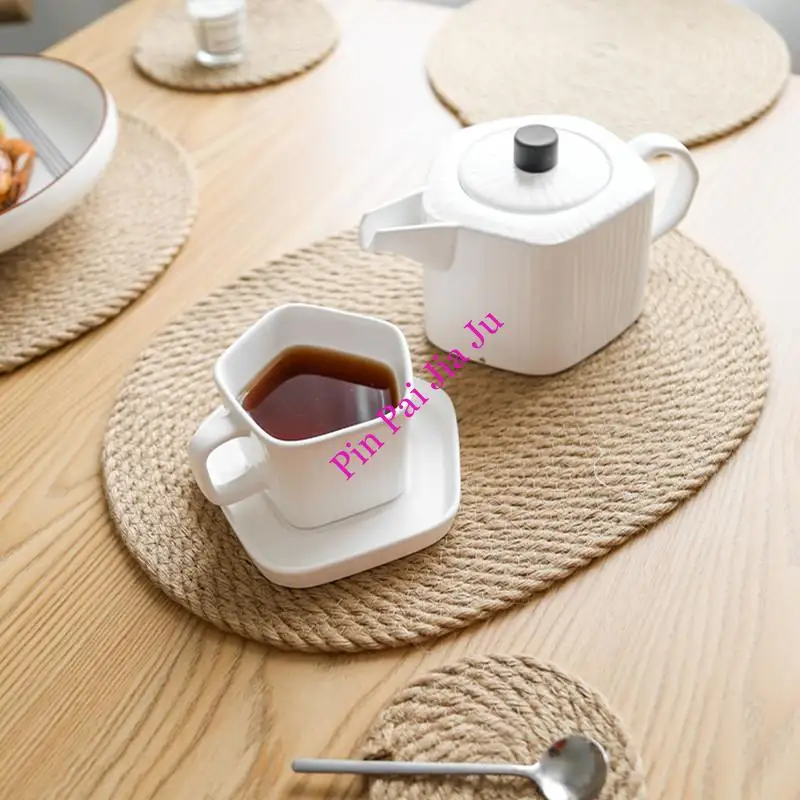 

Household Anti-Scalding Placemat Table Mat Coaster Japanese Style Linen Woven Heat Insulation Pad
