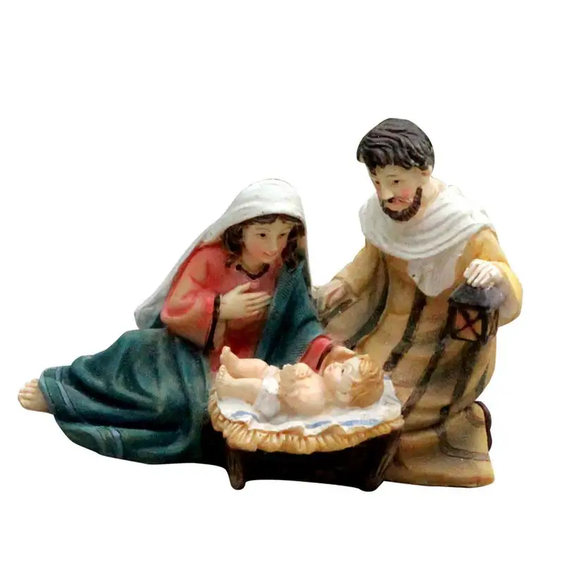 

Christ Nativity Statue Scene Set Baby Jesus Manger Christmas Crib Figurines Miniatures Ornament Church Gift Home Decoration