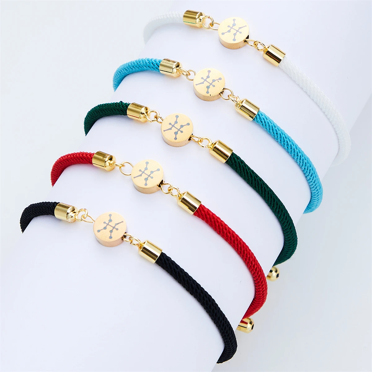

2023 Stainless Steel 12 Constellations Sign Bracelets Women Colorful Adjustable Rope Bracelet for Women Student Jewelry Diy