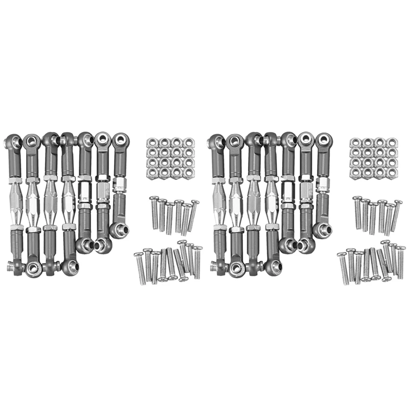 

2 Set For Wltoys 144001 1/14 RC Car Spare Parts Metal Linkage Servo Pull Rod Steering Tie Rod Set,Grey