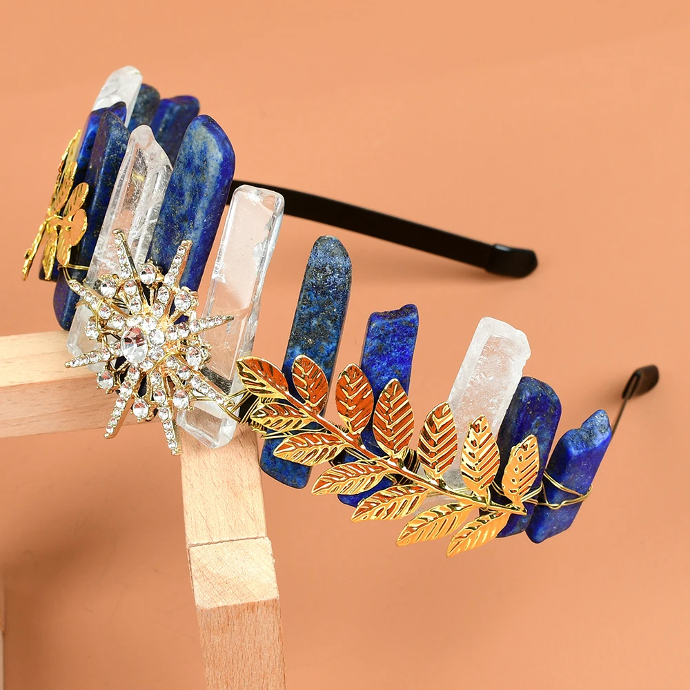 

Quartz Branch Sun Crystal Point Pendants Headwear Mermaid Wedding Hair Battette Crown Bridal Hair Accessories Headpiece Tiara